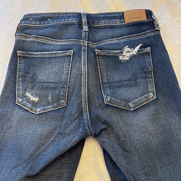 Blue skinny Jeans American Eagle super super stretchy high rise size US 4 - Picture 3 of 9